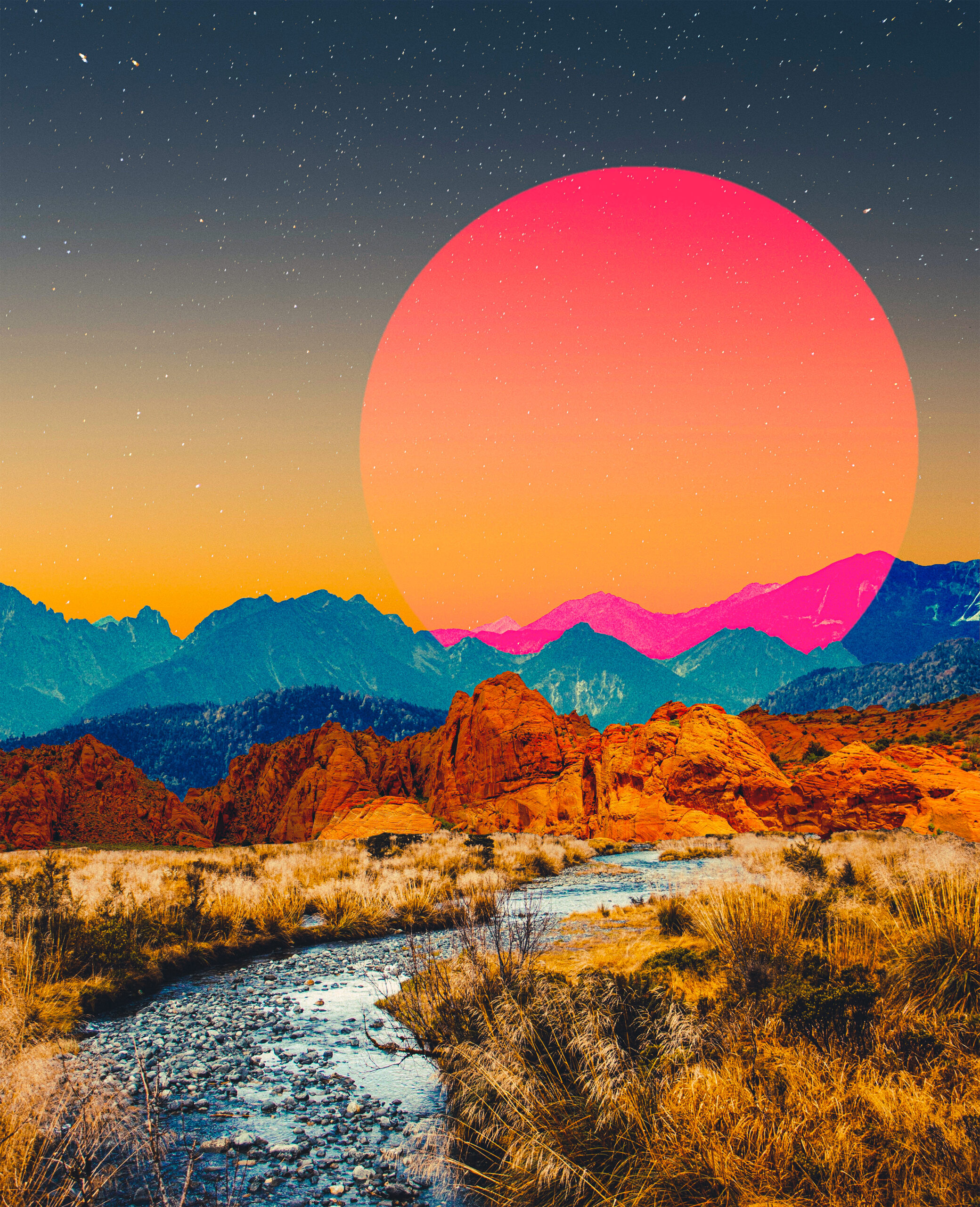 An image of the "Technicolor Views" NFT from the "Ethereal Dreamworlds" collection.