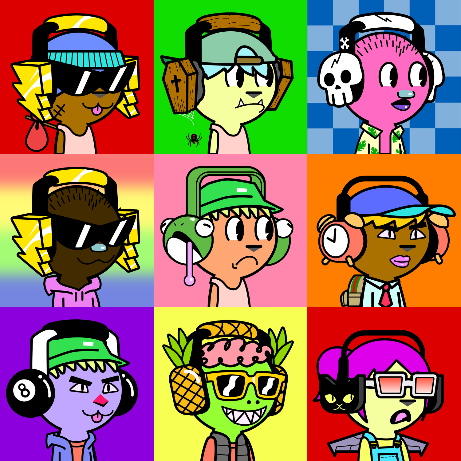 Images of NFTs from the “BeatHeadz” collection by Aloe Blacc and Philip Lumbang.